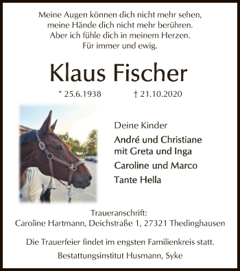 Traueranzeige von Klaus Fischer von SYK