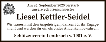 Traueranzeige von Liesel Kettler-Seidel von SYK