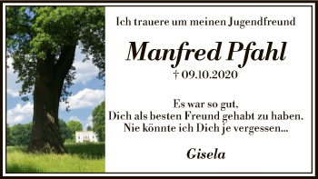 Traueranzeige von Manfred Pfahl von SYK