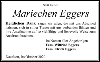 Traueranzeige von Mariechen Eggers von SYK