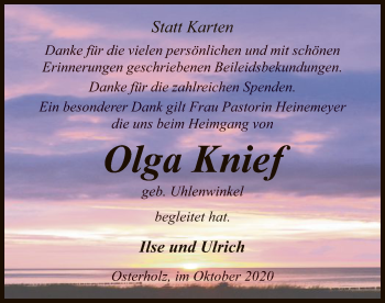 Traueranzeige von Olga Knief von SYK