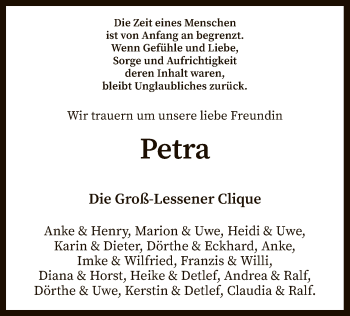 Traueranzeige von Petra  von SYK