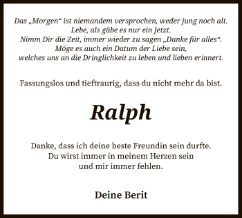 Traueranzeige von Ralph Kimmig von SYK