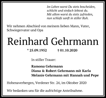 Traueranzeige von Reinhard Gehrmann von SYK