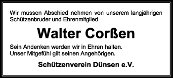 Traueranzeige von Walter Corßen von SYK