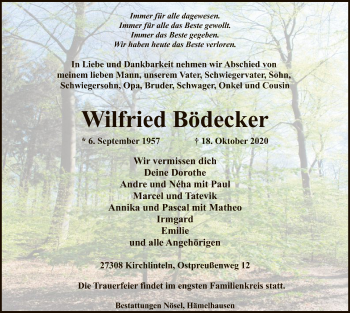 Traueranzeige von Wilfried Bödecker von SYK