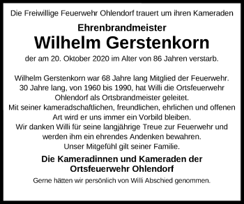 Traueranzeige von Wilhelm Gerstenkorn von SYK