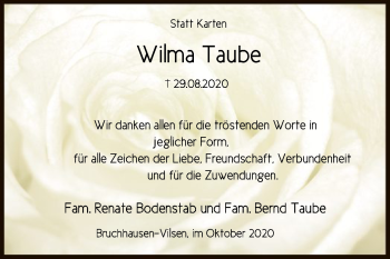 Traueranzeige von Wilma Taube von SYK