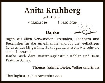 Traueranzeige von Anita Krahberg von SYK