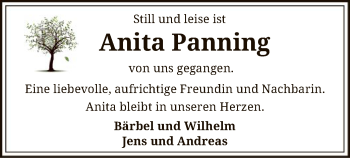 Traueranzeige von Anita Panning von SYK