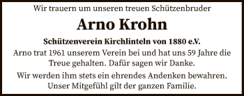 Traueranzeige von Arno Krohn von SYK