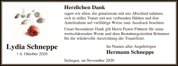 Traueranzeige von Bestattungen Schneppe von SYK