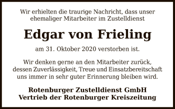 Traueranzeige von Edgar von Frieling von SYK