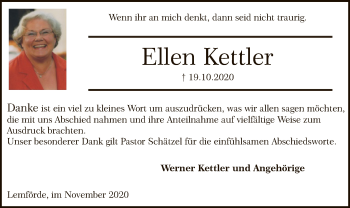 Traueranzeige von Ellen Kettler von SYK