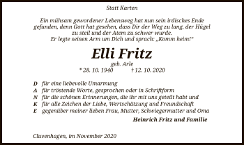 Traueranzeige von Elli Fritz von SYK