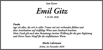 Traueranzeige von Emil Gitz von SYK