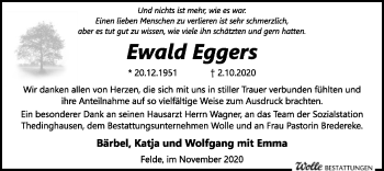 Traueranzeige von Ewald Eggers von SYK