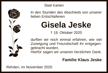 Traueranzeige von Gisela Jeske von SYK