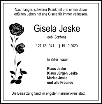 Traueranzeige von Gisela Jeske von SYK