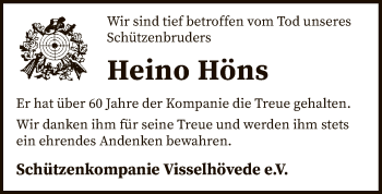 Traueranzeige von Heino Höns von SYK