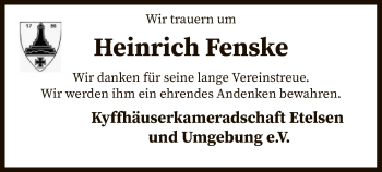 Traueranzeige von Heinrich Fenske von SYK