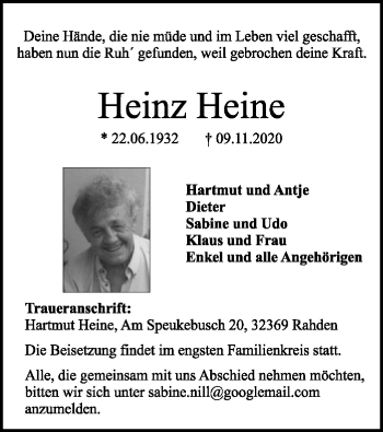 Traueranzeige von Heinz Heine von SYK