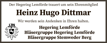 Traueranzeige von Heinz Hugo Dittmar von SYK