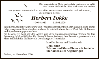 Traueranzeige von Herbert Fokke von SYK