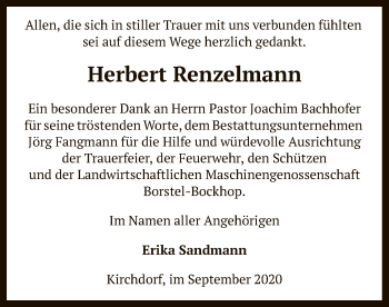 Traueranzeige von Herbert Renzelmann von SYK