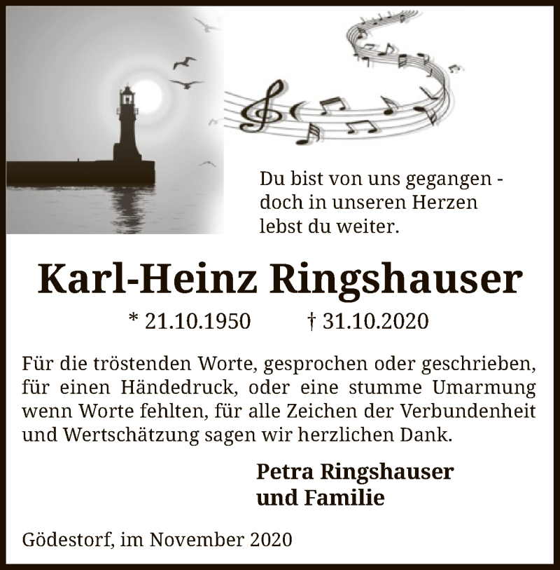  Traueranzeige für Karl-Heinz Ringshauser vom 28.11.2020 aus SYK