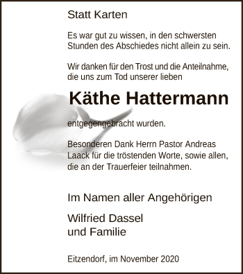 Traueranzeige von Käthe Hattermann von SYK