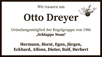 Traueranzeige von Otto Dreyer von SYK