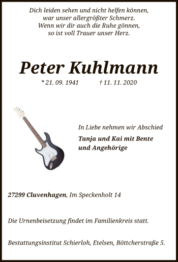 Traueranzeige von Peter Kuhlmann von SYK