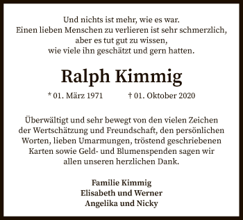 Traueranzeige von Ralph Kimmig von SYK