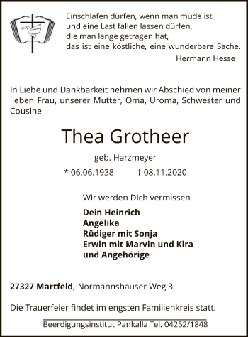 Traueranzeige von Thea Grotheer von SYK