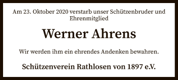 Traueranzeige von Werner Ahrens von SYK