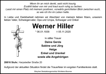 Traueranzeige von Werner Hiller von SYK