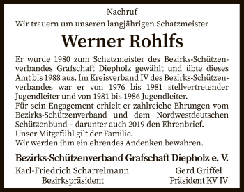 Traueranzeige von Werner Rohlfs von SYK