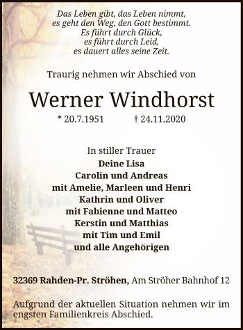 Traueranzeige von Werner Windhorst von SYK