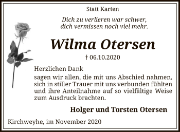 Traueranzeige von Wilma Otersen von SYK