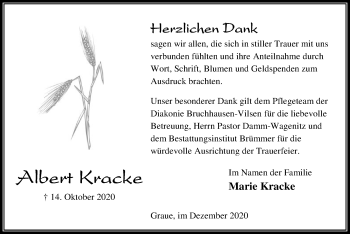 Traueranzeige von Albert Kracke von SYK