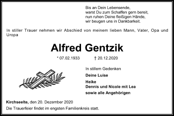 Traueranzeige von Alfred Gentzik von SYK