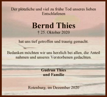 Traueranzeige von Bernd Thies von SYK