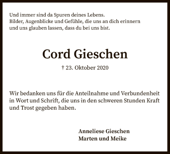 Traueranzeige von Cord Gieschen von SYK