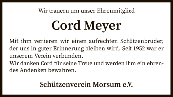 Traueranzeige von Cord Meyer von SYK