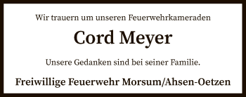 Traueranzeige von Cord Meyer von SYK