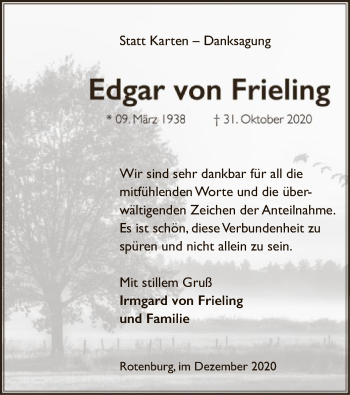 Traueranzeige von Edgar von Frieling von SYK