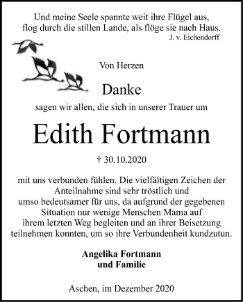 Traueranzeige von Edith Fortmann von SYK