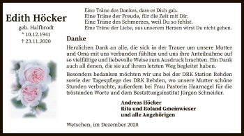 Traueranzeige von Edith Höcker von SYK