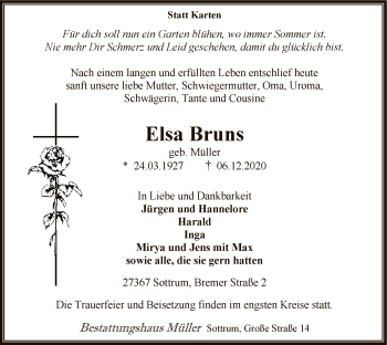 Traueranzeige von Elsa Bruns von SYK